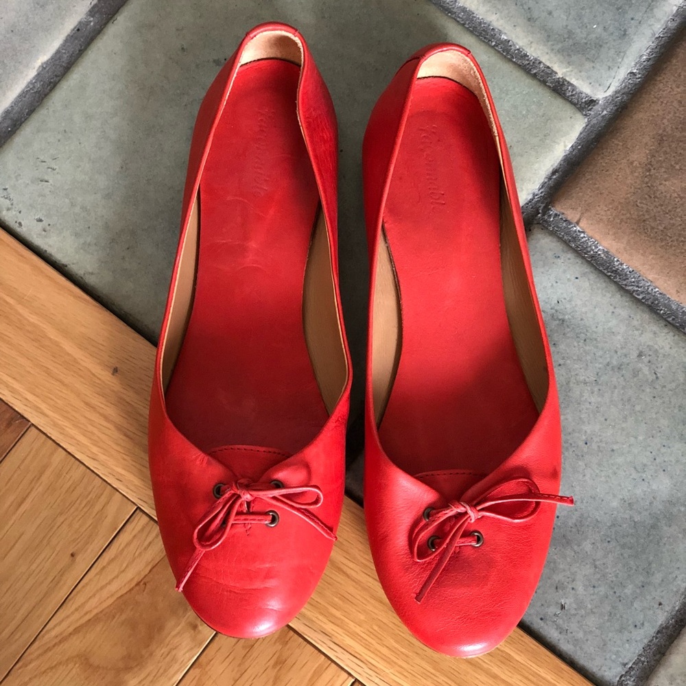 Faconnable - Poppy Red leather ballet flats